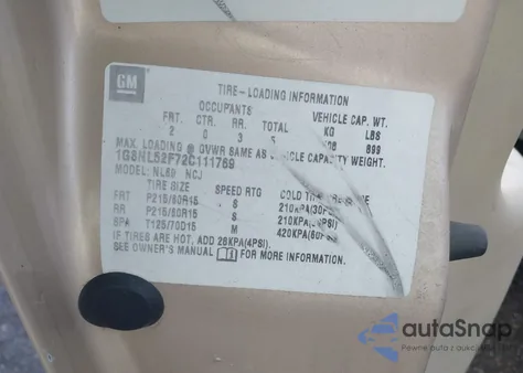 2002 Oldsmobile Alero Gl1 z USA, uszkodzony, nr VIN 1G3NL52F72C111769